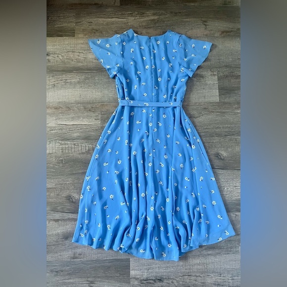 NEW! Talbots Scattered Floral Tie Front Midi Dress 6 Petite Daisy Blue Wedding - Picture 8 of 8